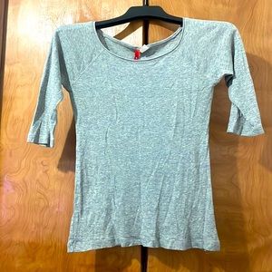 H&M Heather Grey Boat Neck 3/4 Sleeve Tee